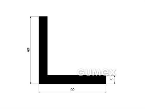 "L" Gummiprofil, 40x40/5mm, 70°ShA, EPDM, -40°C/+100°C, schwarz, 